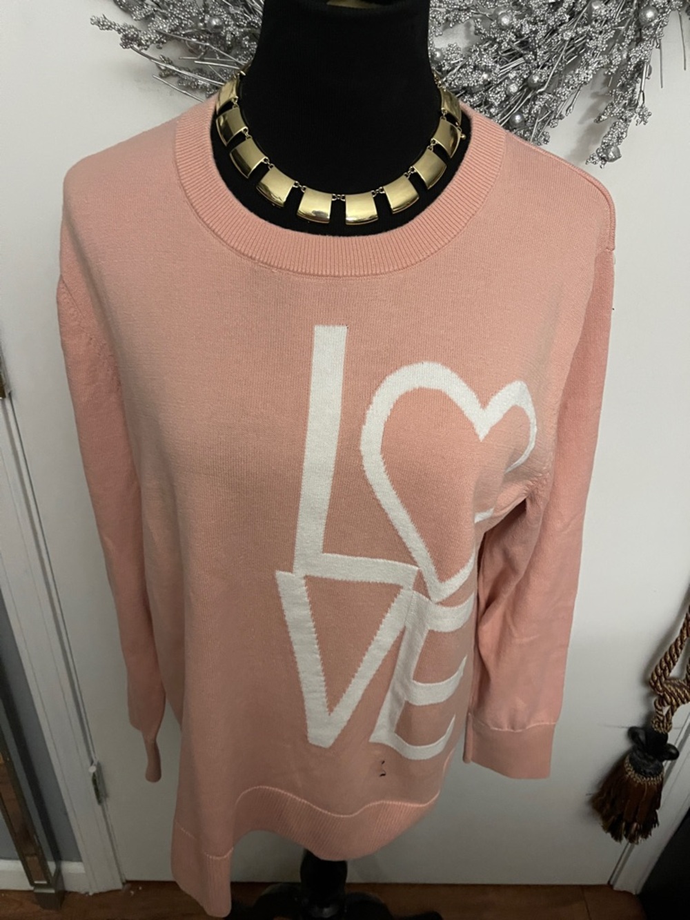 Pink LOVE Heart Knit Sweater